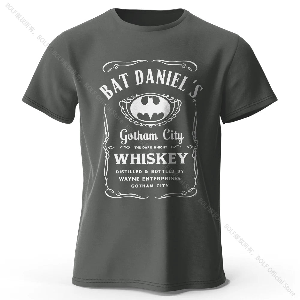 Gotham City Whiskey Printed 100% Cotton T-Shirt, Soft & Breathable Round Neck Short Sleeve Tee, Unisex Dark & Urban Style