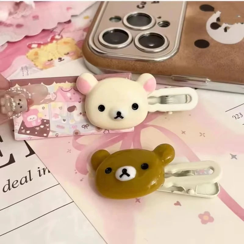 2Pcs/Set Cute Bear Hairpins Set Women Forehead Head Side Bangs Hairpin Children Headdress Girls Hair Accessories