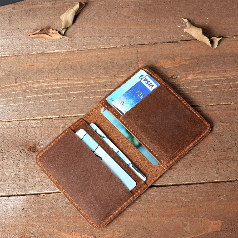 Unisex Genuine Leather Rfid Credit Card Holder Wallet for Women Vintage Small Slim Bifold Men Multi Card Holder Case Purse