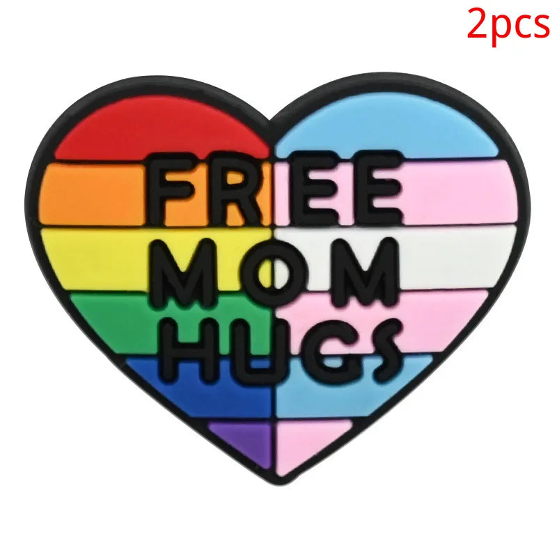 New rainbow shoe charm hole shoe accessories DIY shoe accessories PVC soft rubber shoe buckle jewelry spot wholesale