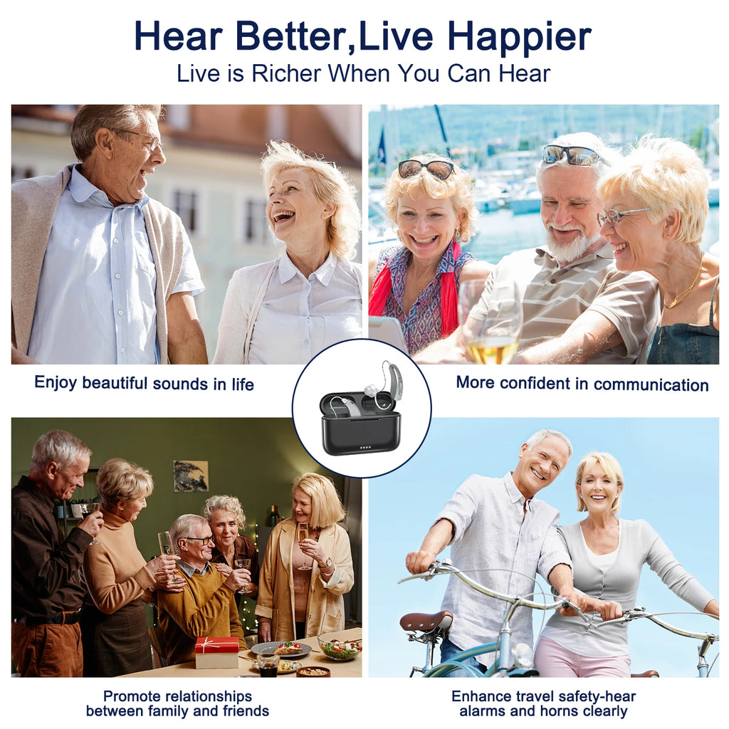 Rechargeable Hearing Aids for Deafness Elderly Digital Hearing Aid Sound Amplifier High Power Smart Noise Reductions Audifonos