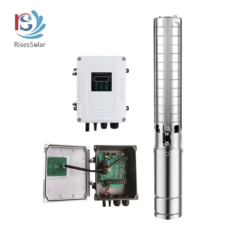 2026 Hot！ 1100W 4 Inch DC Solar Submersible Deep Well Pump 110V Solar Pumping System 304SS Solar Water Pump for Agriculture