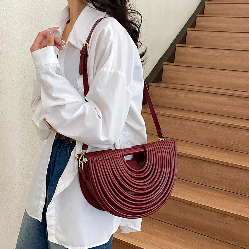 Luxury Evening Clutch Purses For Women 2026 Golden Noodle Half Moon Crossbody Bag Wedding Dinner Party Luxury Designer Handbags