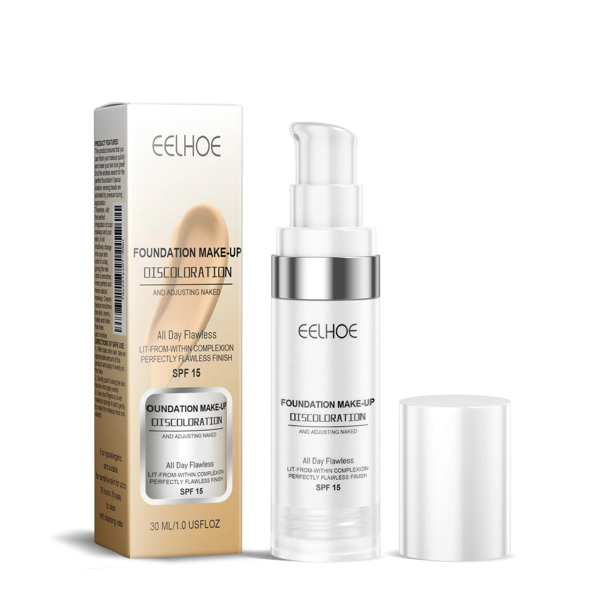 Color Changing Foundation Serum for Natural Glow Lightweight Full Coverage Long Moisturizing Finish 30ml Sensitive Skin Friendly
