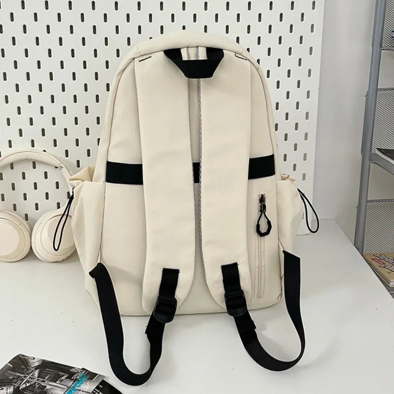 15.6 Inch Nylon Waterproof College Backpack Large Capacity Travel Unisex Laptop Backpacks Simple Design School Bag for Teenagers