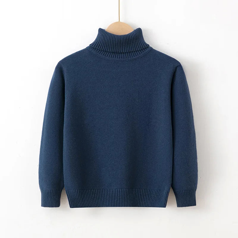 New Autumn Winter Children's Cotton Sweater Full Sleeve Turtleneck Knitwear Baby Boys Girls Clothing Warm Soft Jumper Pullovers