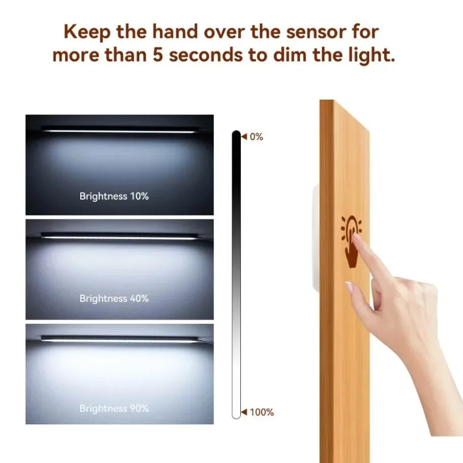 1-6Pcs LED Light Bar Sync Cabinet Light System Touch Control Dimmable Under Cabinet Lamp for Kitchen Wardrobe Closet Showcase
