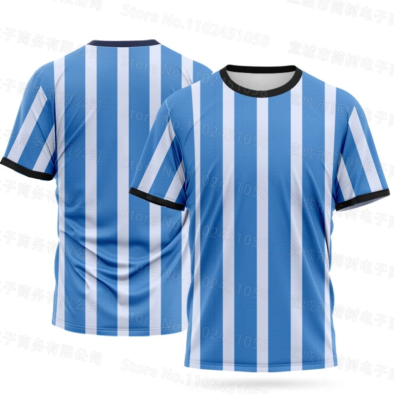 Summer Men Competition Team T-Shirts Fashion Striped Sports Shirt  Children Top Adult Women Tees Fitness Running Clothes