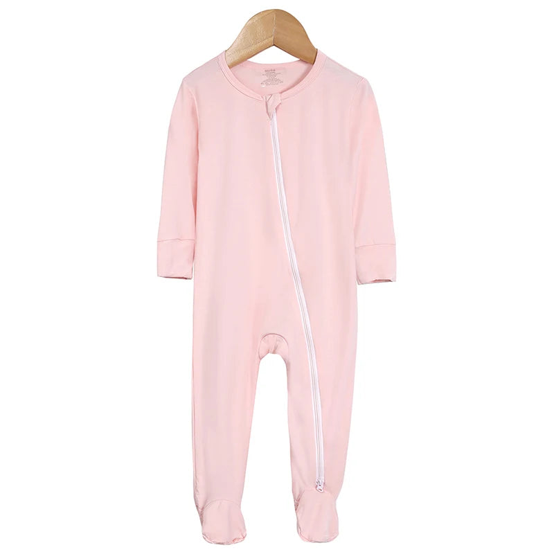 2026 Newborn Baby Bamboo Fiber Romper Solid Breathable Long Sleeve Clothes For 0-24M Boy Girl Jumpsuit Infant Loungewear Pyjamas