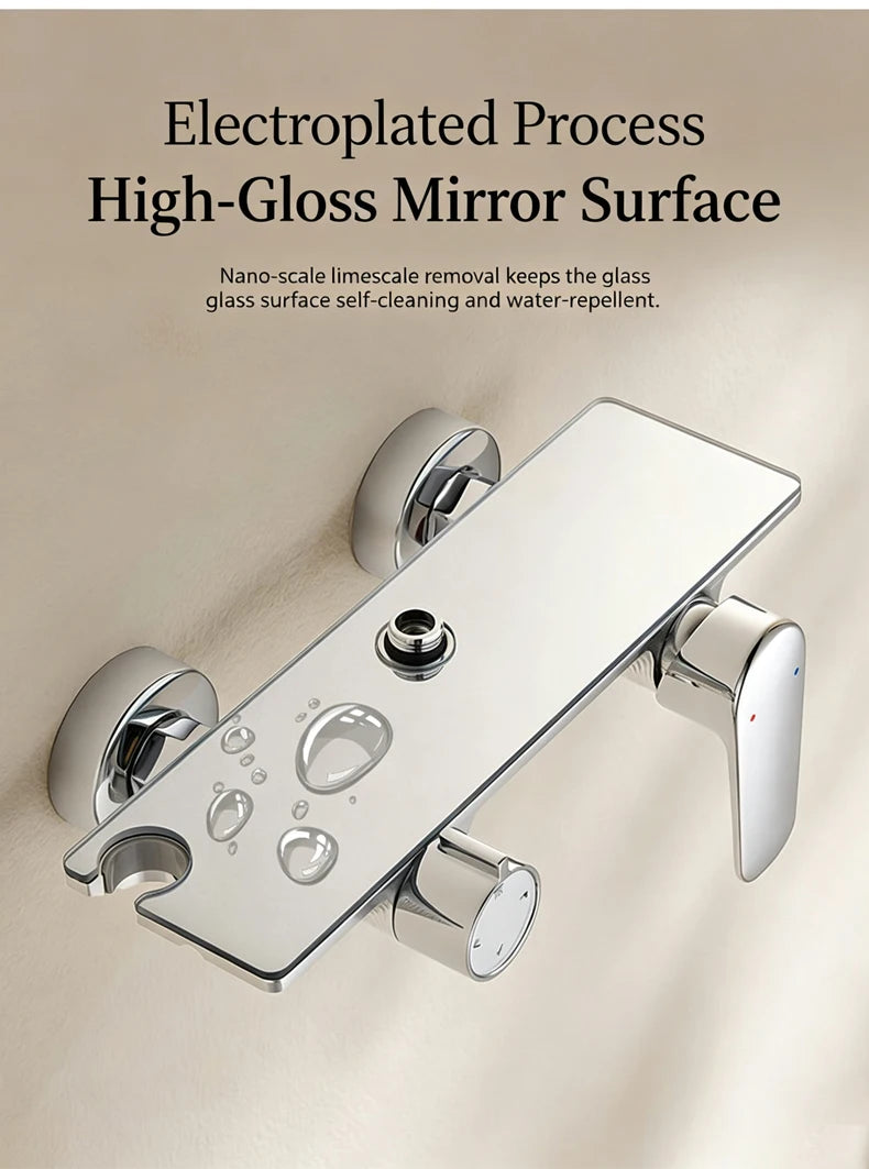 Household Silver Bathroom Shower Set MultiFunction Gray Rainfall Showers Hot and Cold Water Bathtub Shower Faucet Set Hotel
