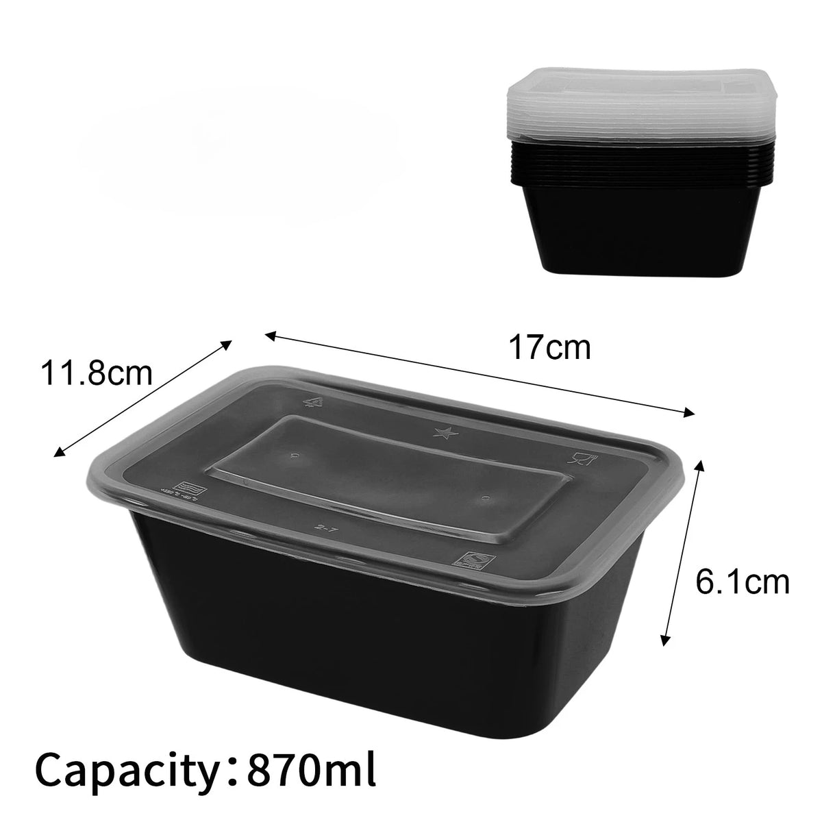 10/30pcs Disposable Food Containers Black Plastic Salads Sandwiches Lunch Box with Lids Home Kitchen Refrigerator Storage Boxes