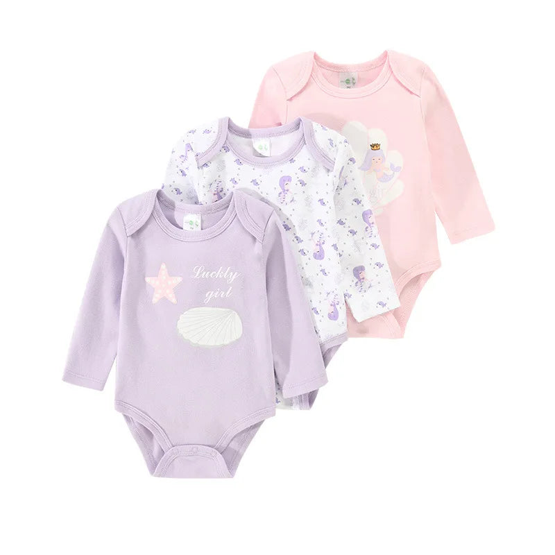 IYEAL 3PCS/lot Baby Long Sleeve 100% Cotton Clothes Baby Boys Girls Bodysuits 0-12 Months Newborn Body Bebe Jumpsuit Clothing