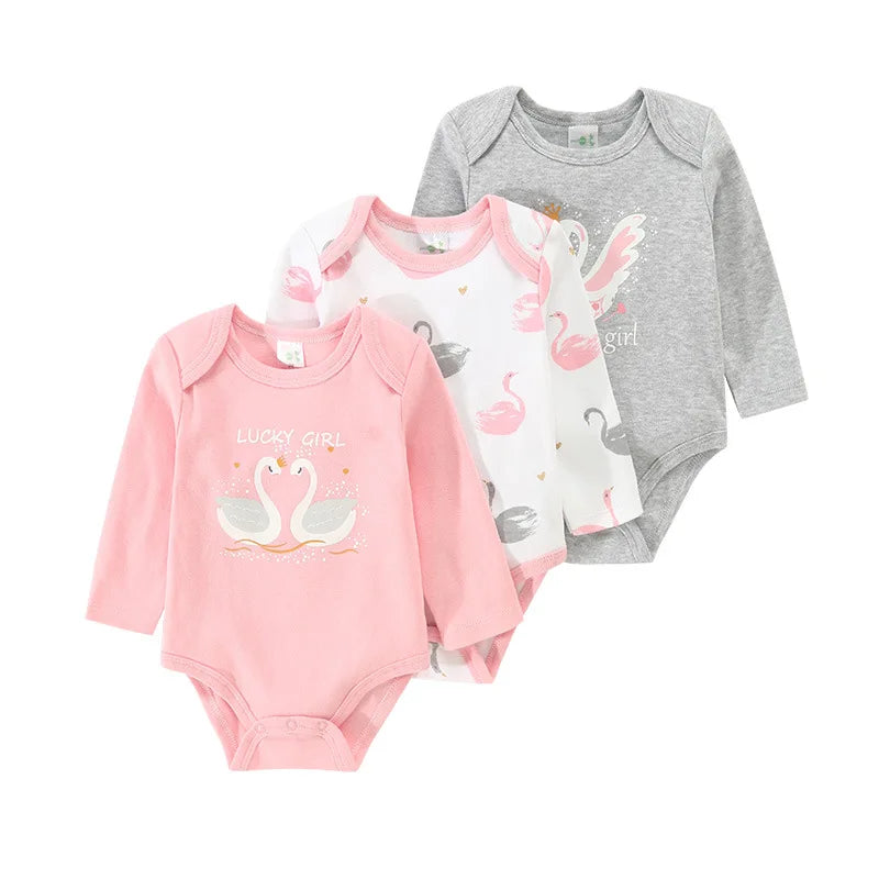 IYEAL 3PCS/lot Baby Long Sleeve 100% Cotton Clothes Baby Boys Girls Bodysuits 0-12 Months Newborn Body Bebe Jumpsuit Clothing