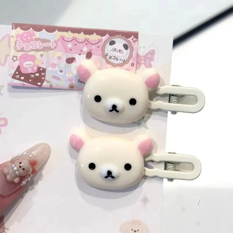 2Pcs/Set Cute Bear Hairpins Set Women Forehead Head Side Bangs Hairpin Children Headdress Girls Hair Accessories