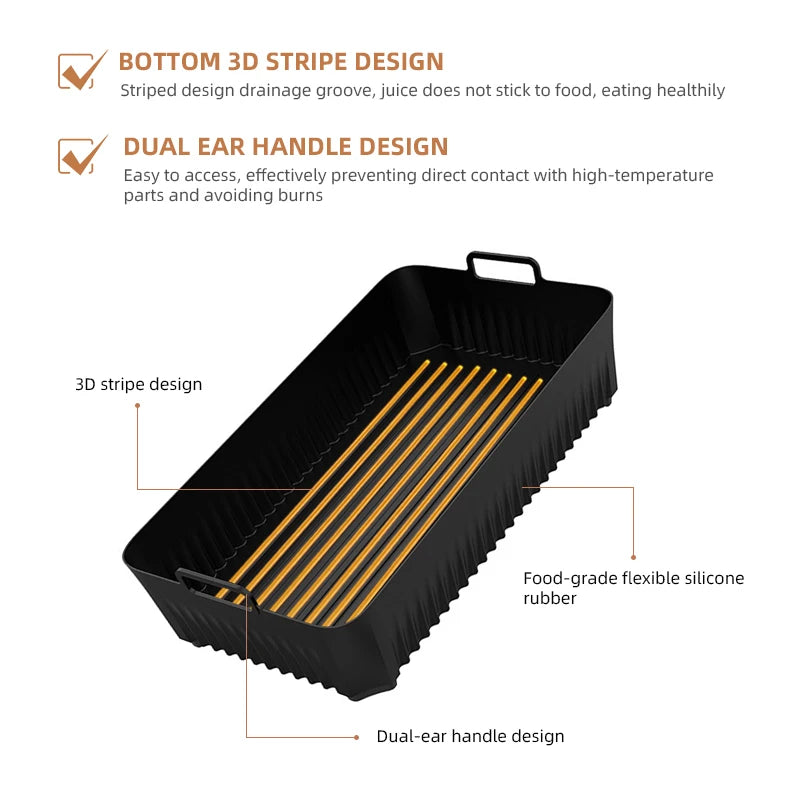 Silicone Air Fryer Liner for NinjaAF500 Non Stick Heat Resistant Easy to Clean Cooking Accessory Air Fryer Basket Air Frying Pan
