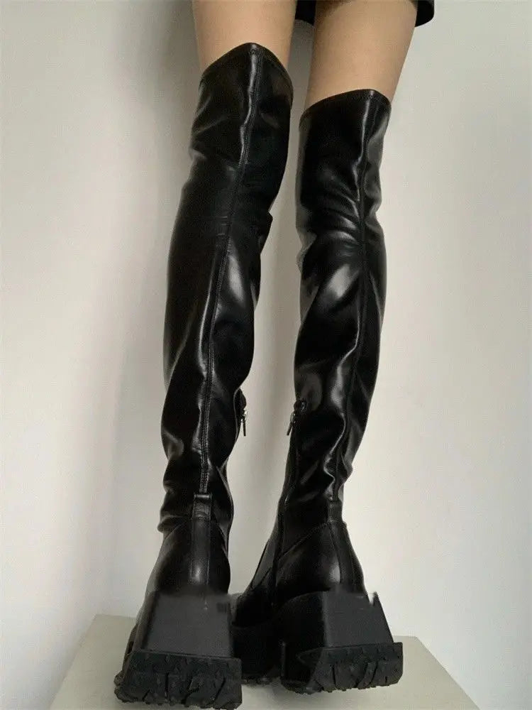Short Plush Women Over the Knee High Boots Fashion Warm Cotton Long Booties Ladies Elegant Platform Shoes Winter Woman Footwear