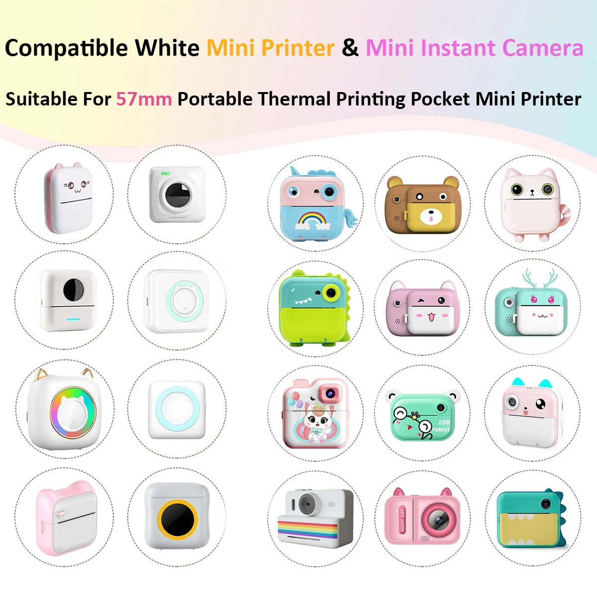 Transparent Self-Adhesive Thermal Paper, Glossy 57x25mm Printer Paper, Compatible with Portable Mini Pocket Thermal Printers
