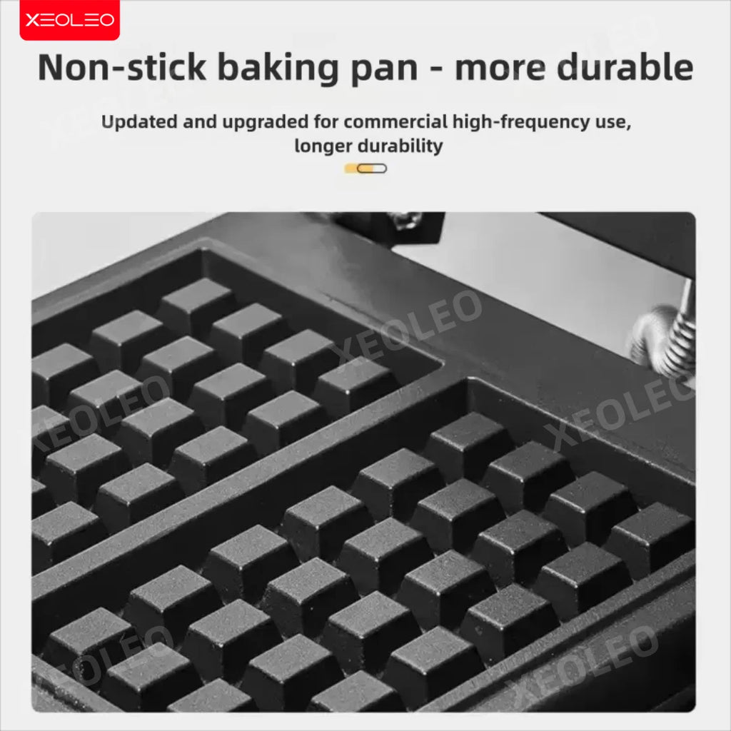 XEOLEO Electric Waffle Maker 1600W Square Shape Waffle Machine Non-stick Baking Waffle Iron Coating Baking and Dessert Maker