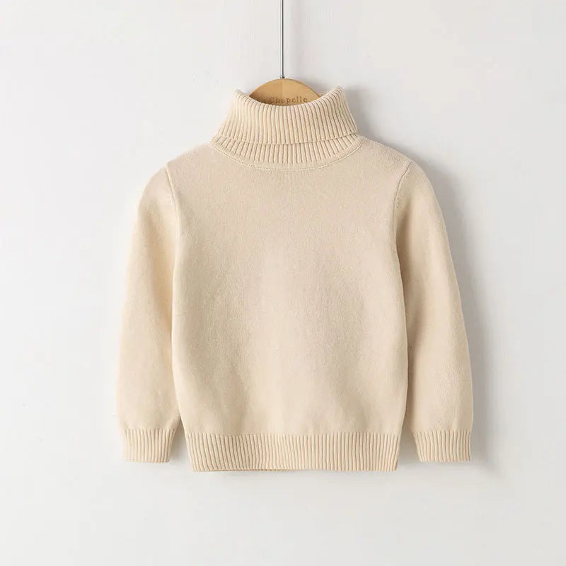 New Autumn Winter Children's Cotton Sweater Full Sleeve Turtleneck Knitwear Baby Boys Girls Clothing Warm Soft Jumper Pullovers