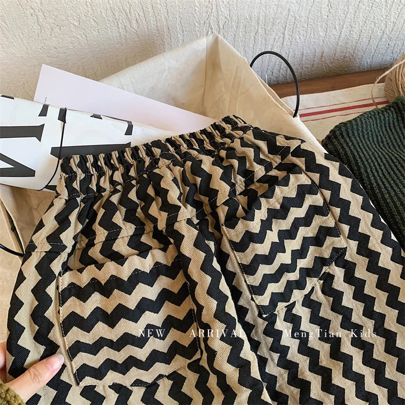 Children Clothing Kids Pants 2026 Spring and Autumn New Fashionable Korean Style Striped Casual Simple Baby Boys Harem Pants