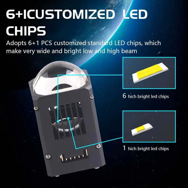 XTG M18 1.8 Inch Bi LED Projector Lens 120W High Brightness LED Headlight Module 6000K High Low Beam EV Car Retrofit Accessories