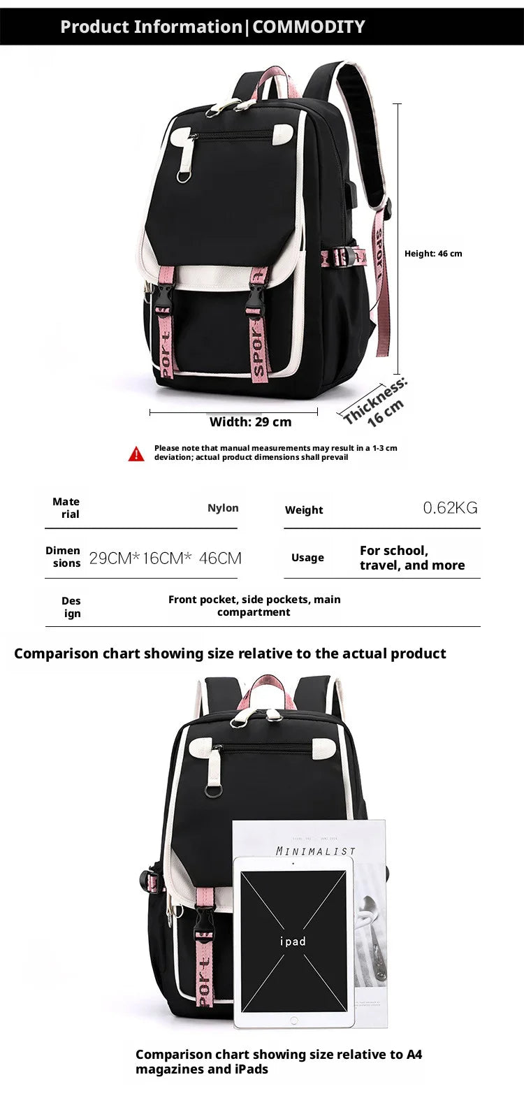 Aphmau Anime Backpack for Teenager Back To School Bookbags Fashion Trend Student Laptop Bagpack