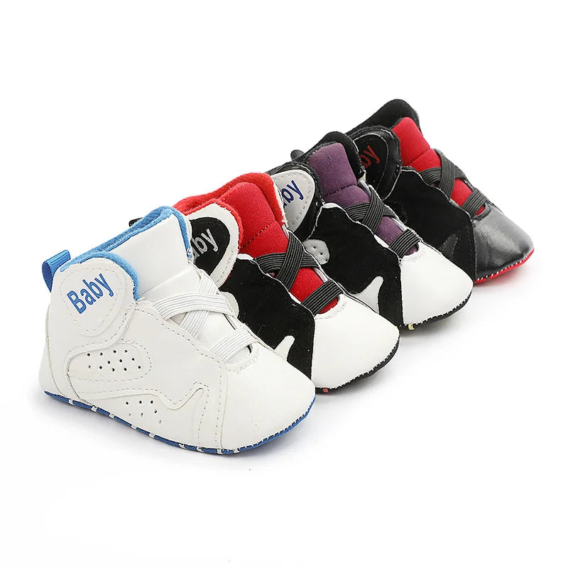 Meckior 2024 New Baby Boys Girls Sneakers Soft Bottom Non-slip Baby Soccer Basketball Sports Shoes First Walker Crib Shoes