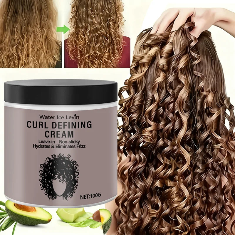 Curl Defining Cream 100g, Leave-in Styling Cream with Coconut Oil, Frizz Control & Shine, Non-Sticky Formula, Fast Delivery