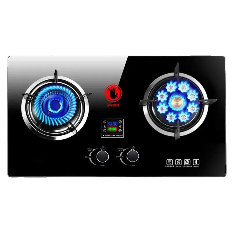 Gas stove with 9-hole dual burner, natural gas with built-in flameout protection, liquefied gas, household kitchen