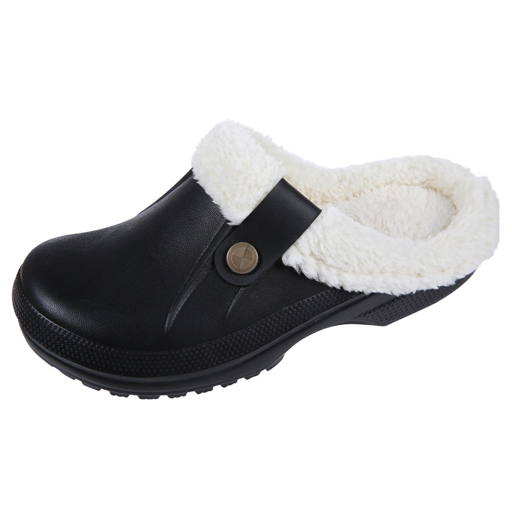 Evshine Warm Winter Man Slippers Antislip Waterproof Men Slippers Warm Comfy Clogs Fuzzy Fur Shoes Classic Plush Bedroom Slipper