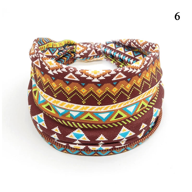 Bohemian Knot Turbans Yoga Elastic Head Wrap Women Fashion Vintage Elastic Hair Band Lady Wide Headbands Female Hair Accessories