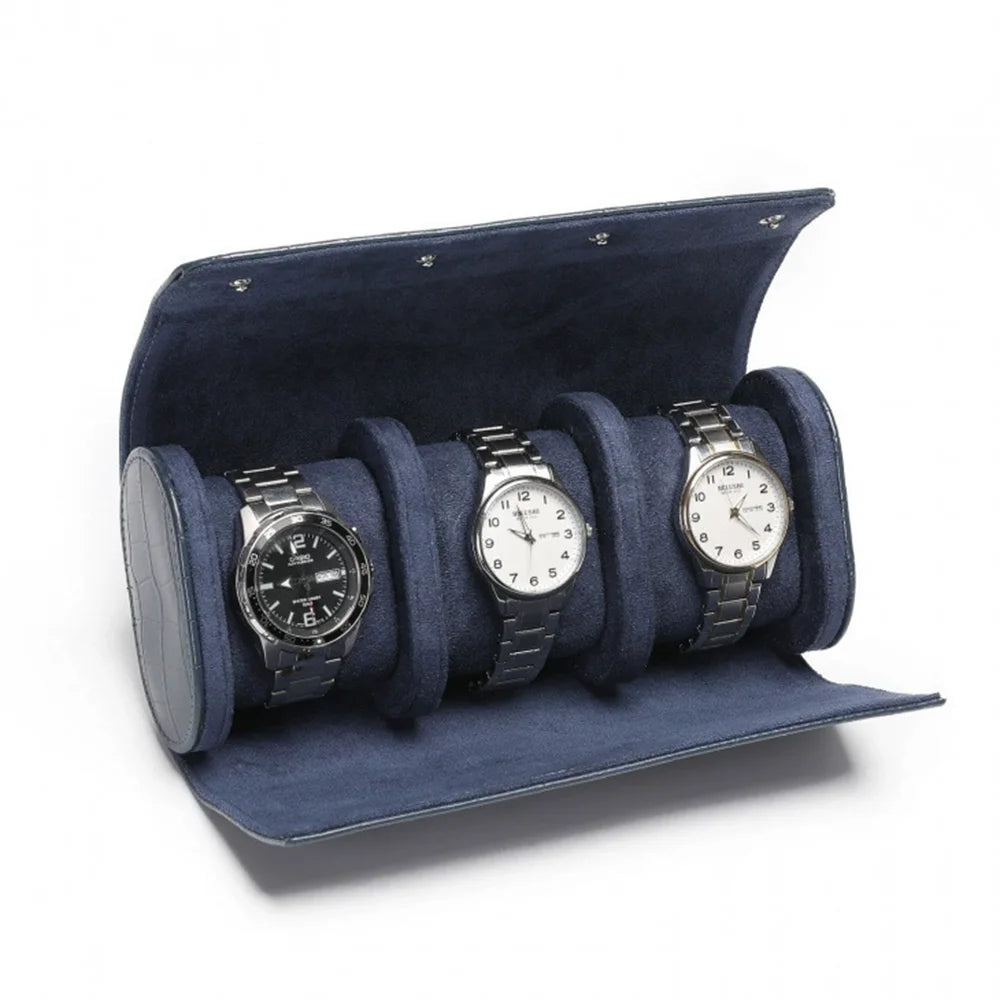 Luxury Crocodile Watch Storage Box Custom Name Travel 1 2 3 Slots Watches Roll Aligator PU Leather Brand Watch Display Case Bag
