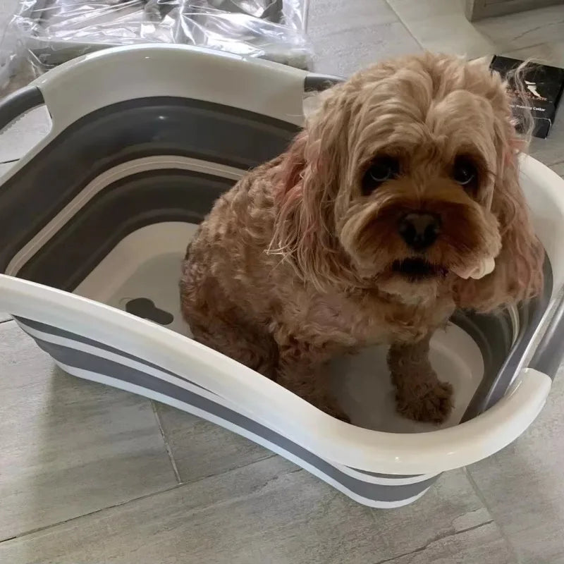 dog toy Portable Foldable Elevated Dog Bathing Station Collapsible Bathtub for Indoor Outdoor Adult Washing Made of Iron & PP