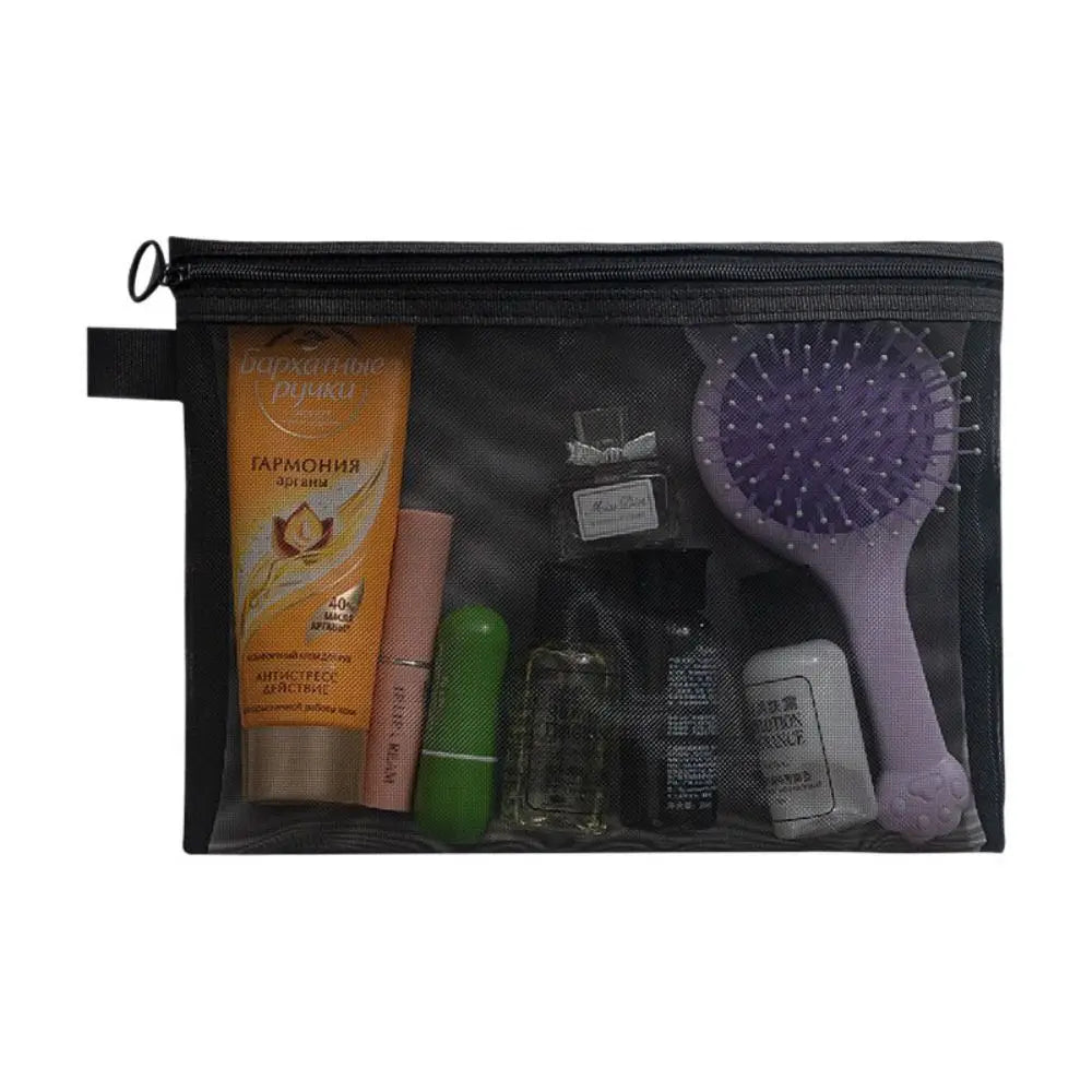 Large Capacity Mesh Cosmetic Bag Square Bag Zipper Bag Makeup Bag Lipstick Bag Organizer Case Storage Toiletry Bag Travel