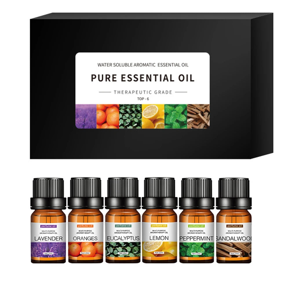 Water Soluble Essential Oil Set Aromatherapy TOP 6 Organic Blends for Diffuser Humidifier Perfume Oil Lavender Oranges