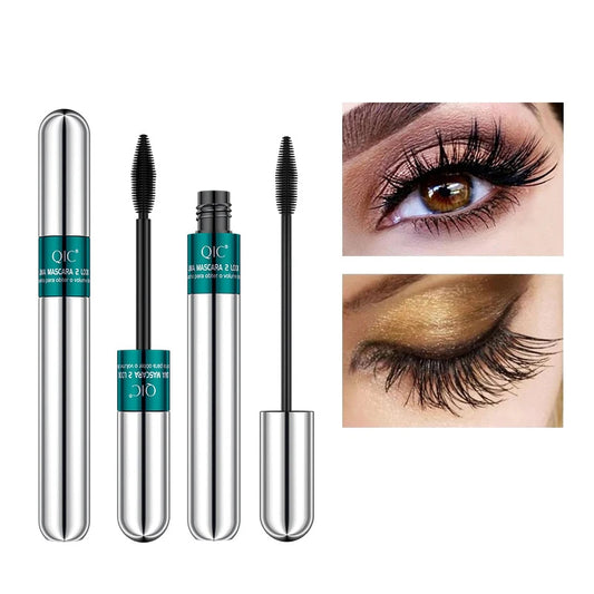 2 In 1 Double-ends 4D Silk Fiber Eyelash Mascara Quick Dry Waterproof Thick Curling Rimel Maquiagem Silver Tube Eyelas