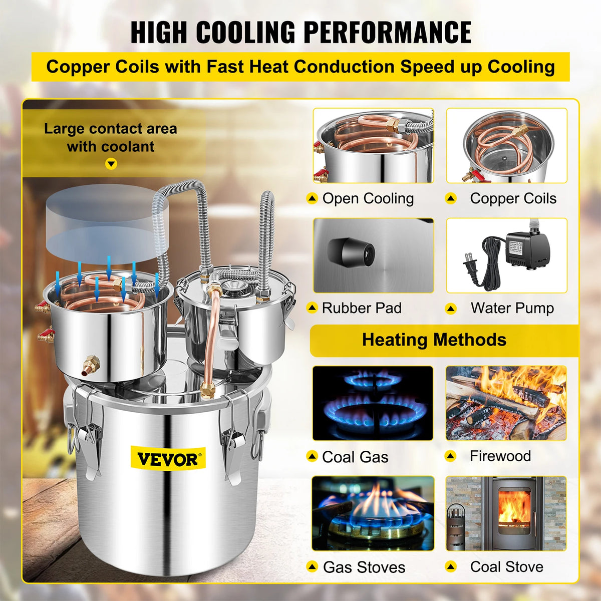 SucceBuy 50L Alcohol Water Distiller Bottle DIY Moonshine Equipment Stainless Steel Brewing Machine for Whisky Wine Dispenser
