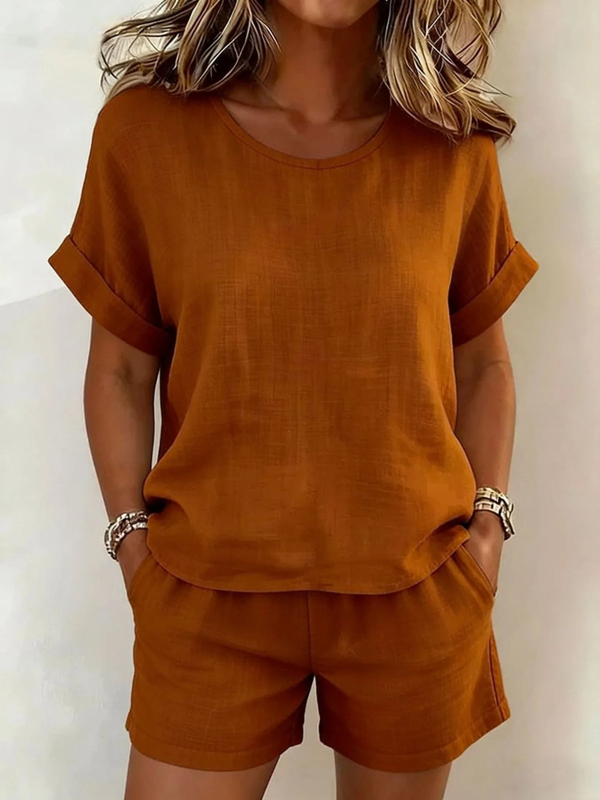 Solid Color Casual Loose Short Pants Sets For Women 2026 Elegant Summer Women's Two Pieces Suit Full Set Female Outfit Clothes