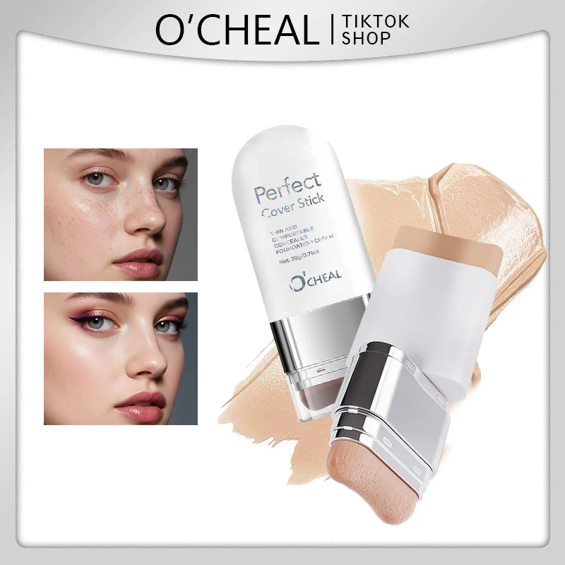 O'CHEAL Perfect Cover Stick Thin And Comfortable Concealer Foundation Cream Stick Instant Natural Waterproof Long-lasting Makeup