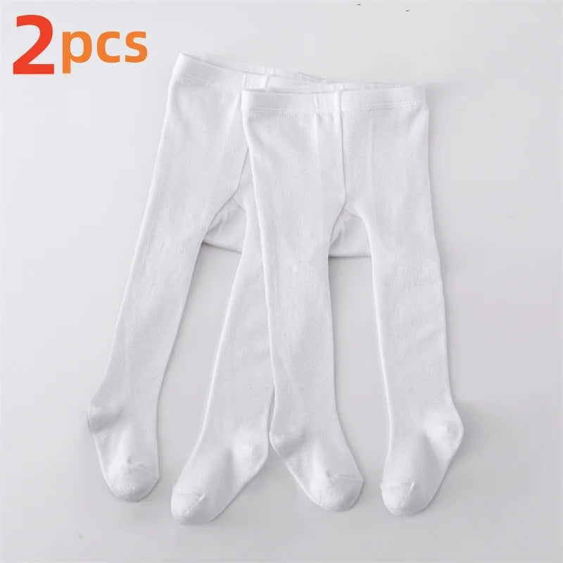 1/2Pcs Baby Girls Tights Spring Daily Knitted Stockings Cotton Soft Newborn Leggings Casual White Black Pantyhose For 0-2 Years
