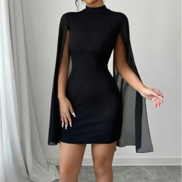 Elegant Long Sleeve Wrap Body Dress Intellectual One Step Slim Fit Autumn Spring Season High Elasticity Polyester Fiber Dress