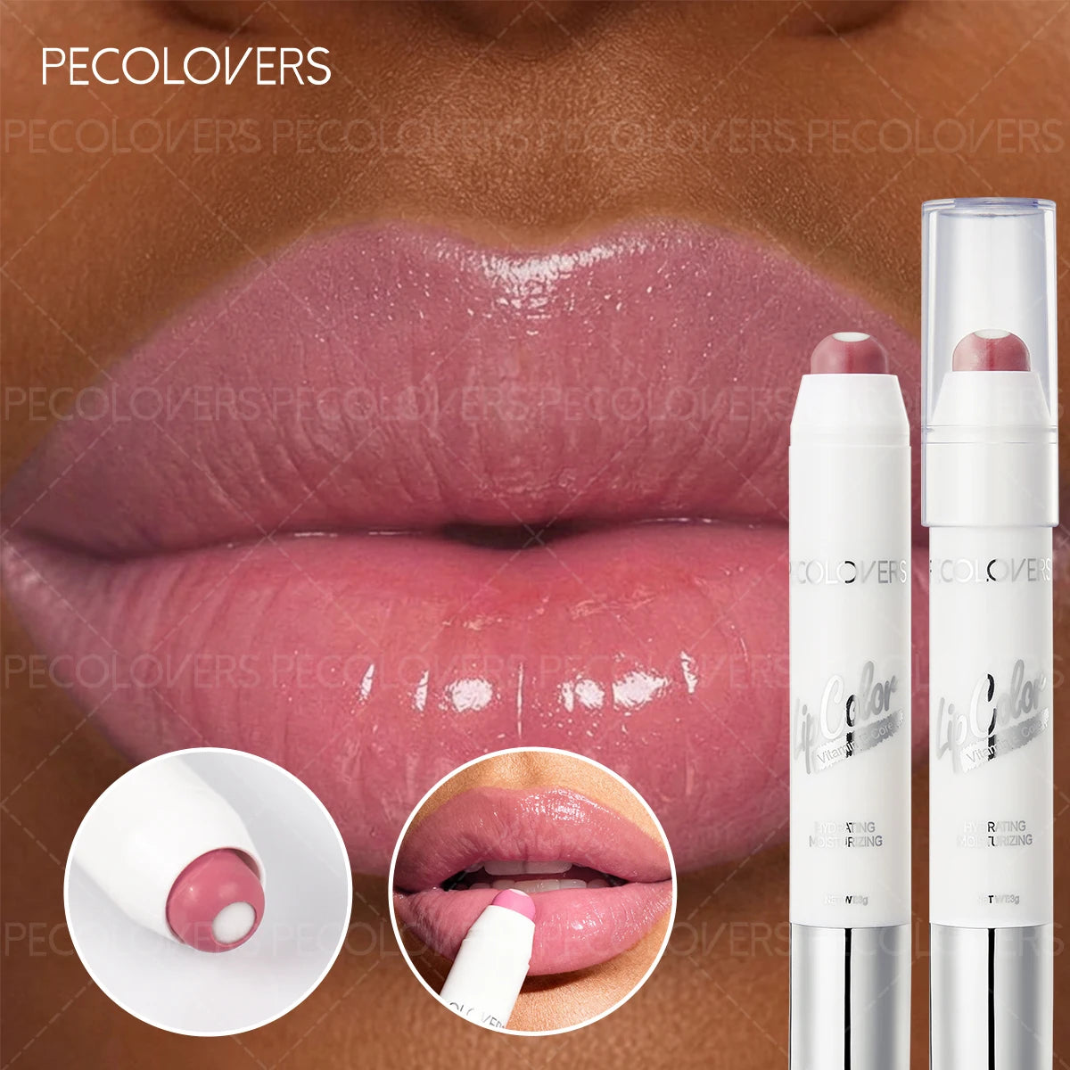 1 Pcs Hydrating Lip Gloss Pen, Pink coral color Chocolate Brown, Glass Lip Effect, Transfer-Proof Moisturizing All Skin Types