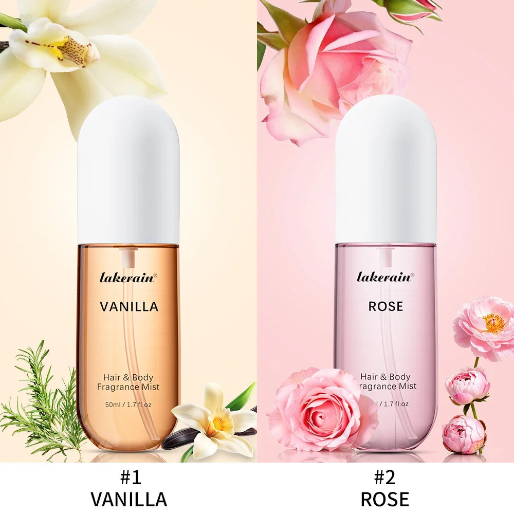 1/2 Pcs Vanilla Rose Fragrance Spray Hair & Body Fragrance Mist Fresh Long Lasting Fragrance Perfume Travel Size Freshener Spray