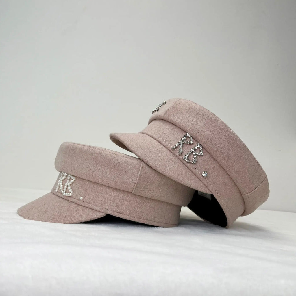 Winter Ladies Luxury Design Brand Octagonal Cap Letter Military Cap Pink Khaki Newsboy Hat Fall Baker Boy Cap Designer Cap