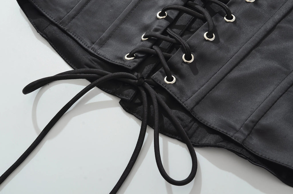 Summer Red Satin Ruched Bra Hook Buttons Sexy Corset Women Cross Lacing Up Bandage Back Tank Tops Bodycon Strapless Crop Top
