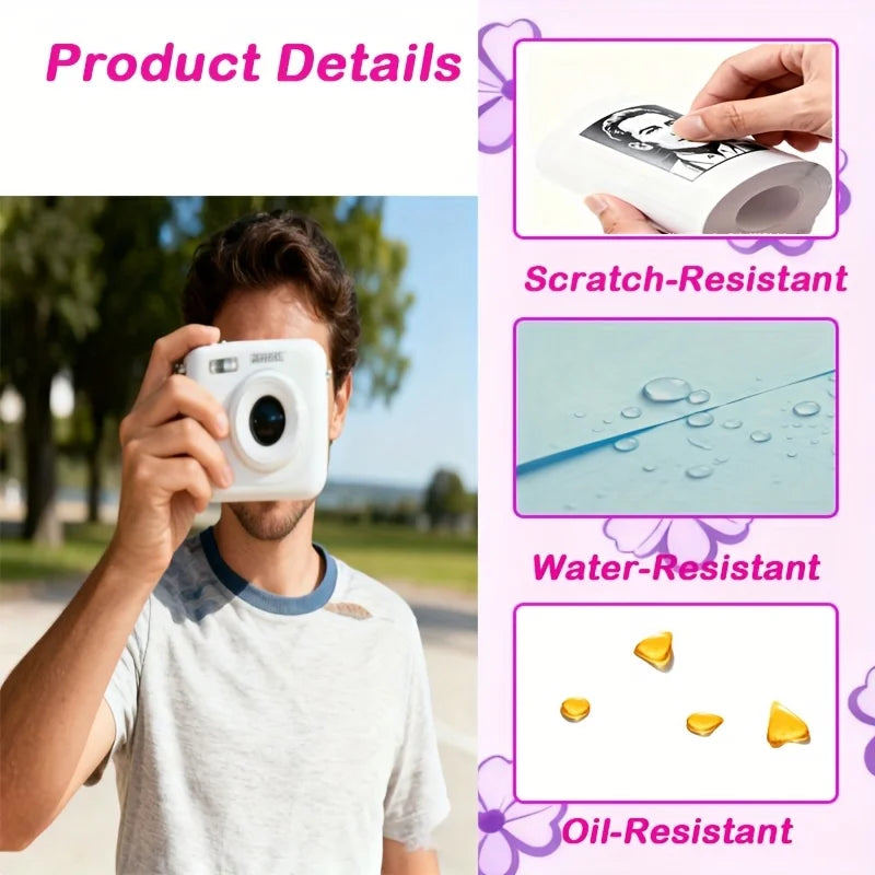 Transparent Self-Adhesive Thermal Paper, Glossy 57x25mm Printer Paper, Compatible with Portable Mini Pocket Thermal Printers