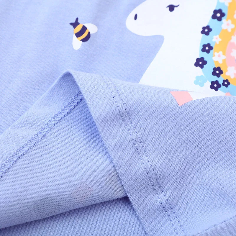 Jumping Meters Unicorn Girls Tshirts + Leggings Short Sleeve Children's Clothing Sets For Summer 2 Pcs Suit Kids Outfits Sets