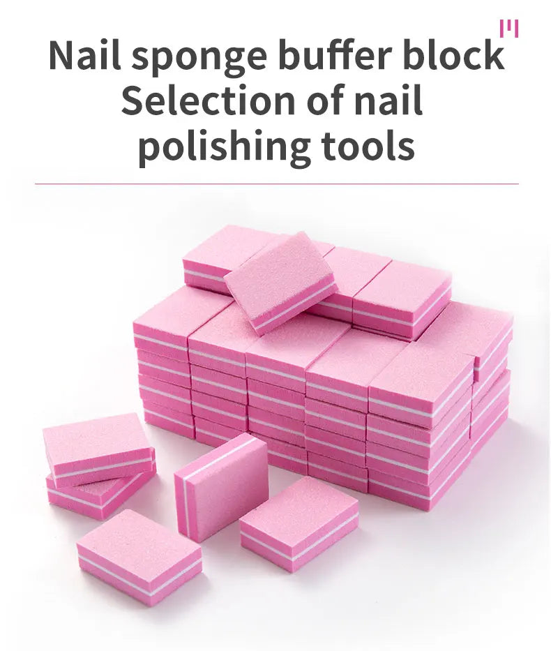 50Pcs/pack Mini Sponge Nail Buffer Block Double Sided Texture Nail File Buffers For Nail Pre-processing Polish Nails Accessories