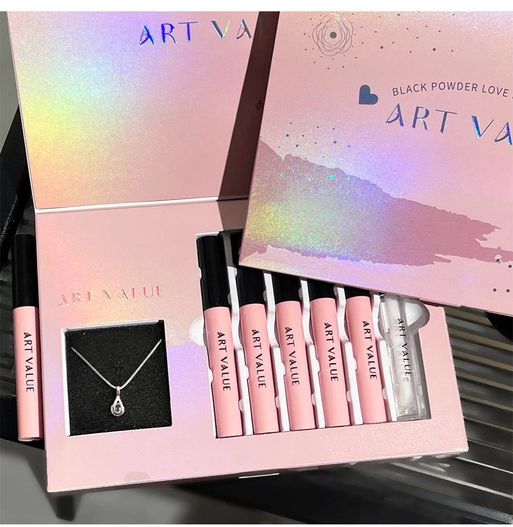 Art Value Black Pink Love Letter Lip Makeup Set Whitening Long-lasting Lip Mud Mirror Lip Glaze Gift Lip Glaze Set