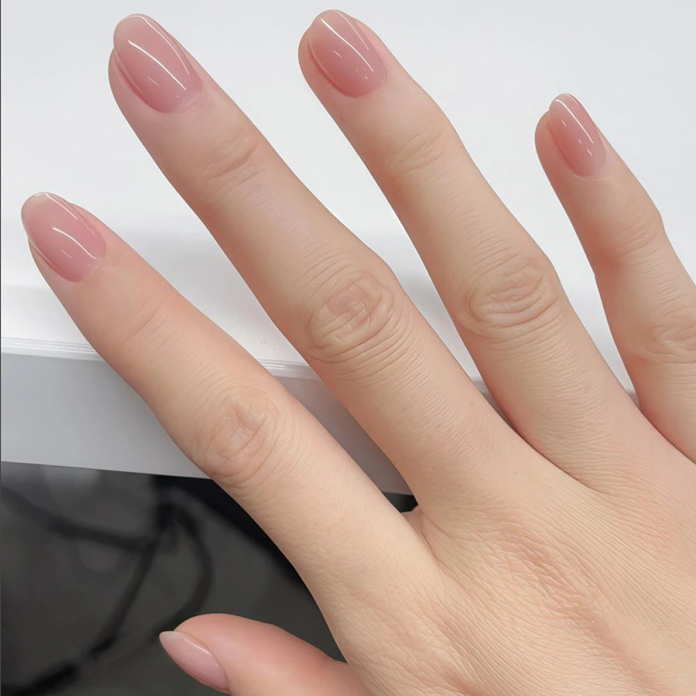 Nude Pink Strengthener: Keratin, Strengthens & Brightens, Quick-Dry, Sheer Jelly Crystal, Easy, Chip-Proof, Removable.